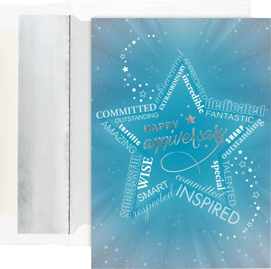 Wording Star Anniversary Cards - 25 Pack
