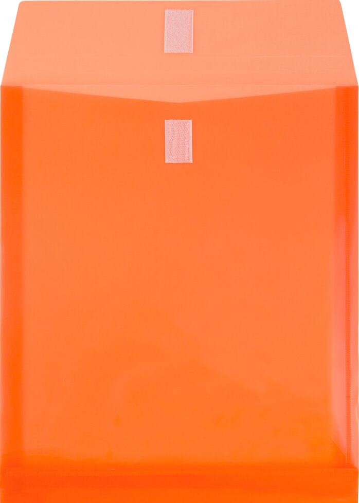 Orange Letter Open End with 1" Expansion Plastic Envelopes (9 3/4 x 11 3/4) with Hook and Loop Closure