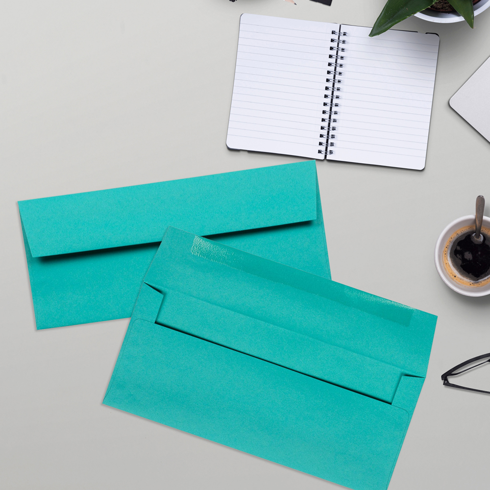 Sea Blue 24lb #10 Square Flap Envelopes (4 1/8 x 9 1/2)
