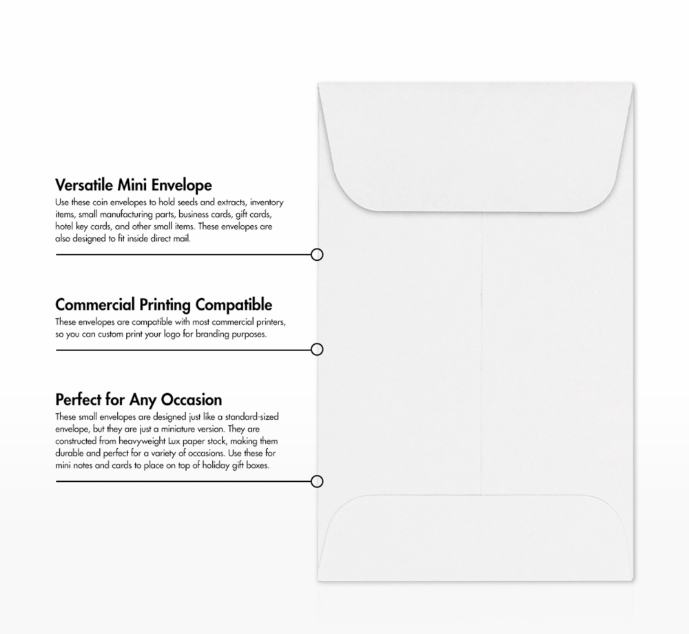 Premium White 32lb #1 Coin Envelopes (2 1/4 x 3 1/2)