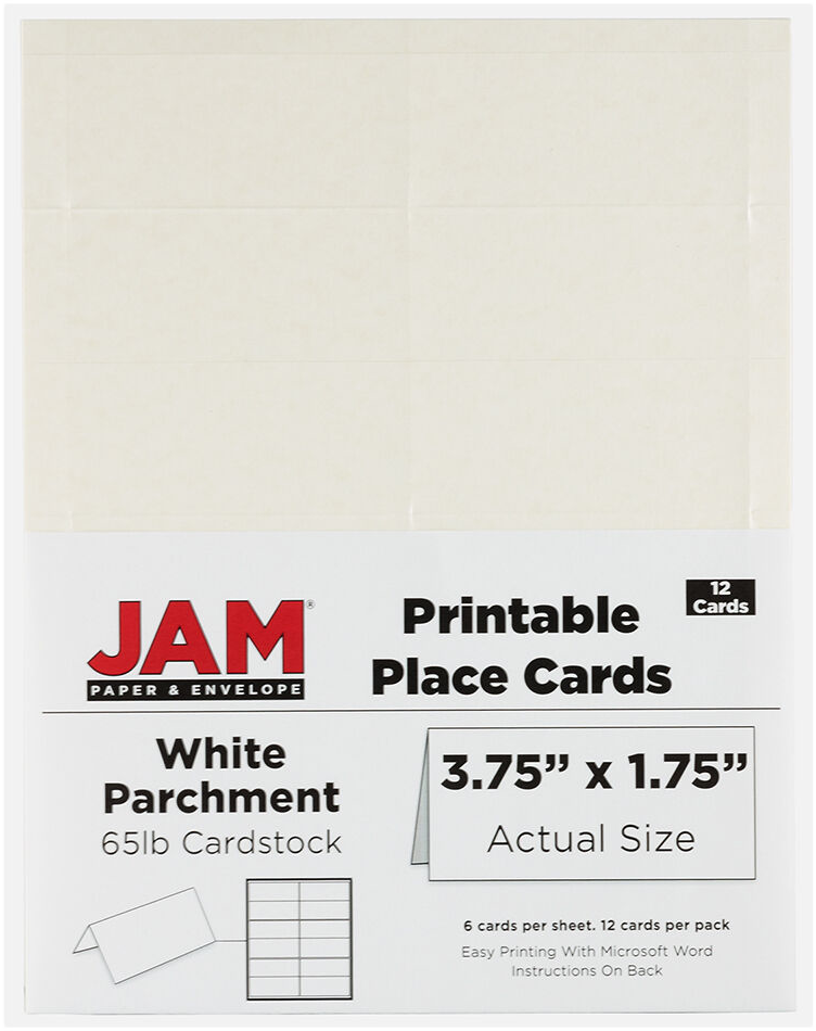 White Parchment 3 3/4 x 1 3/4 Printable Place Cards