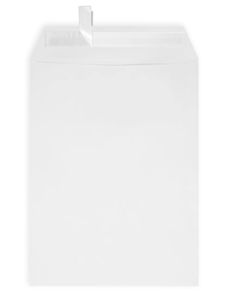 9 x 12 Open End Window Envelopes with Peel & Seal - White 28lb