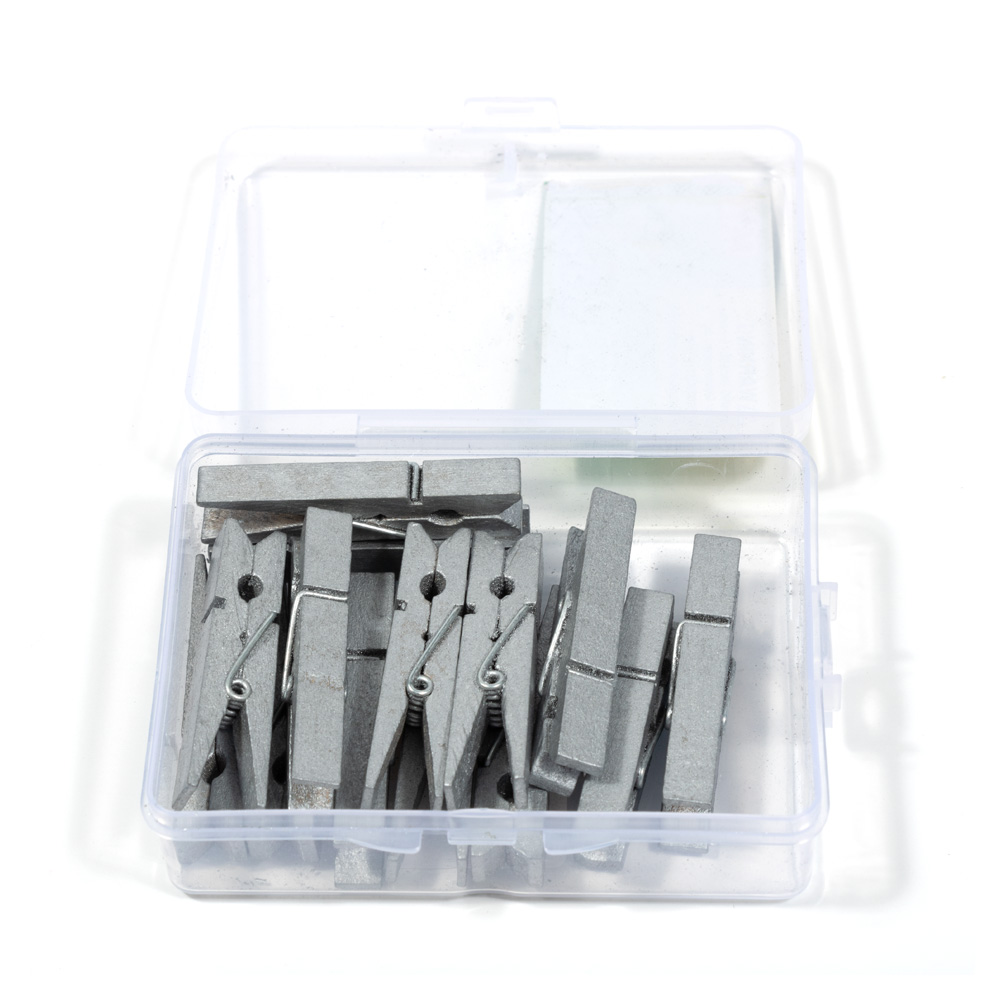 Silver X-Large 1 3/4 Inch Wood Clips - 14 Pack