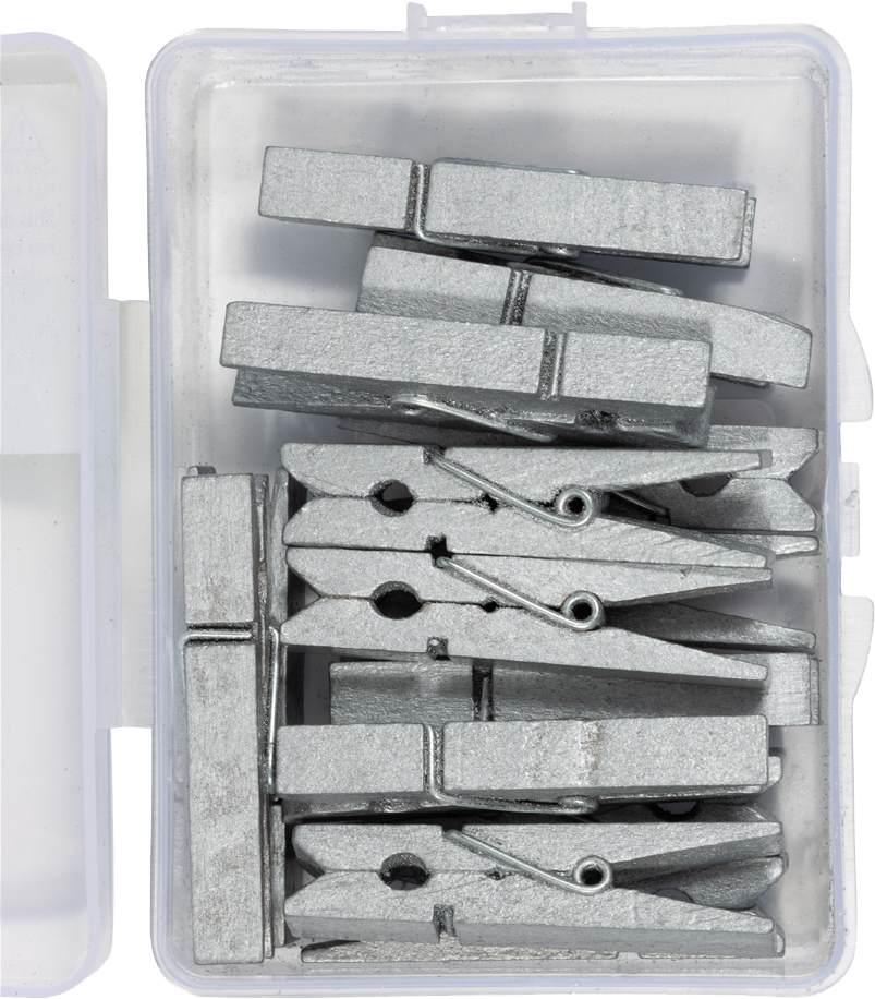 Silver X-Large 1 3/4 Inch Wood Clips - 14 Pack