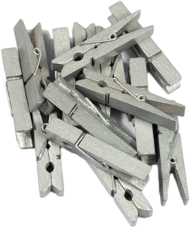 Silver X-Large 1 3/4 Inch Wood Clips - 14 Pack