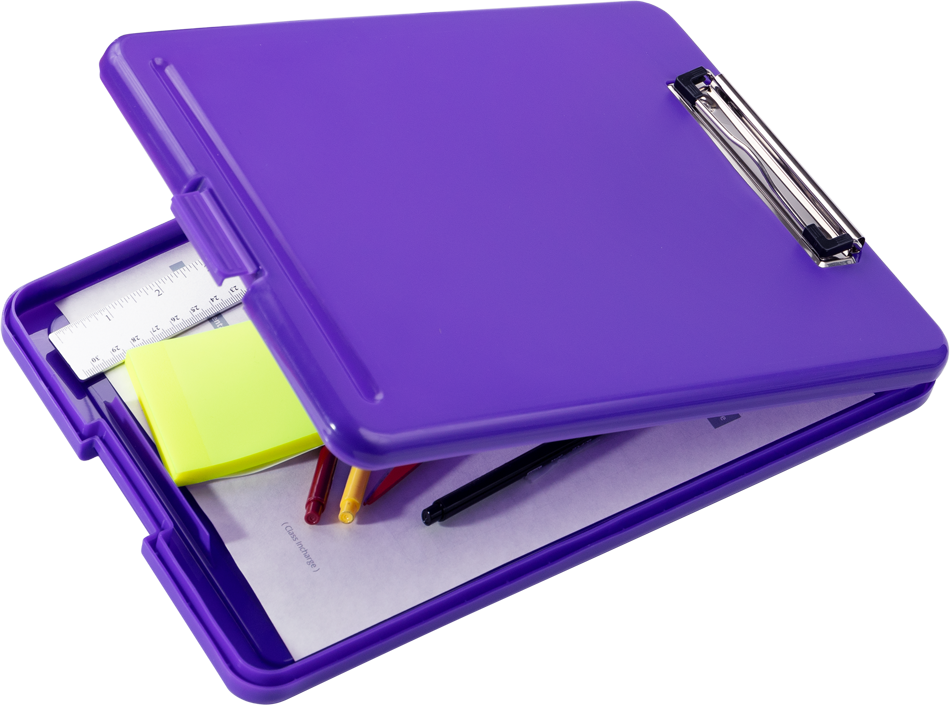 Purple 9 x 13 Plastic Clipboard Storage Box (3 Pack)