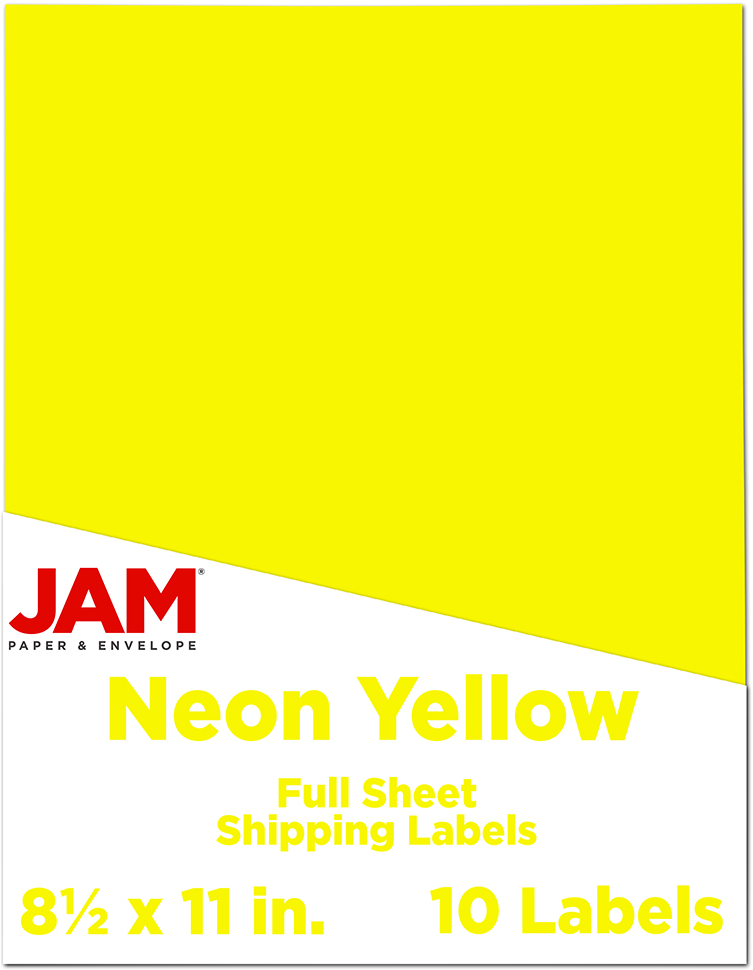 Neon Yellow 8 1/2 x 11 Full Sheet Shipping Labels