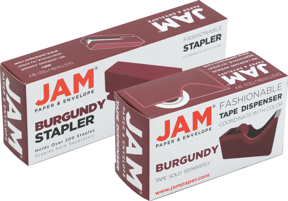 Stapler and Tape Dispenser Desk Set - Burgundy