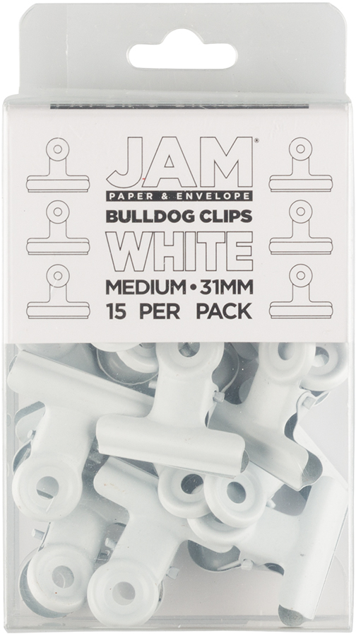White Medium 31mm Bulldog Clips - 15 Pack