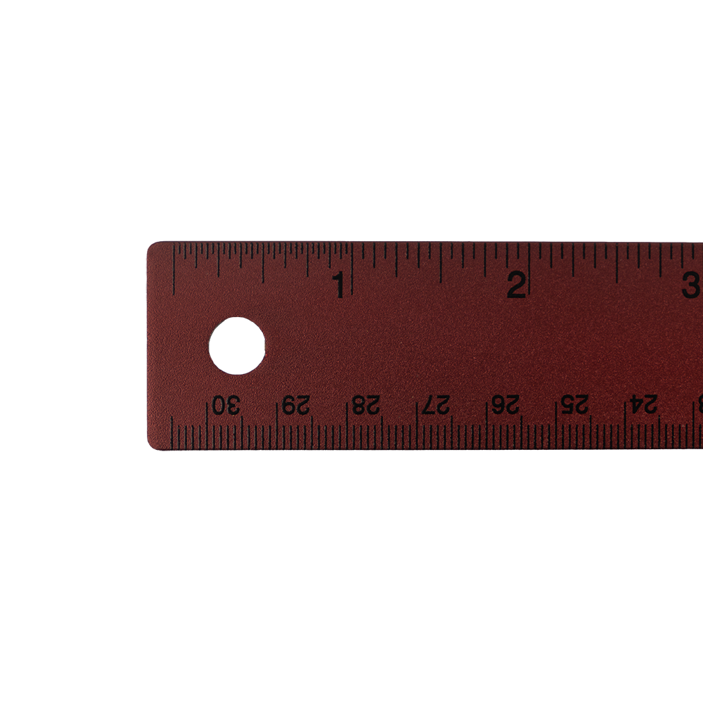 12 Inch Aluminum Ruler - Burgundy Metallic