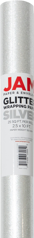Silver Glitter Wrapping Paper with Tape with Double-Sided Tape Set (25 Sq Ft)