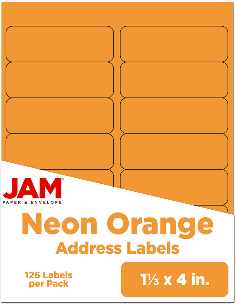 Neon Orange 1 1/3 x 4 Address Labels