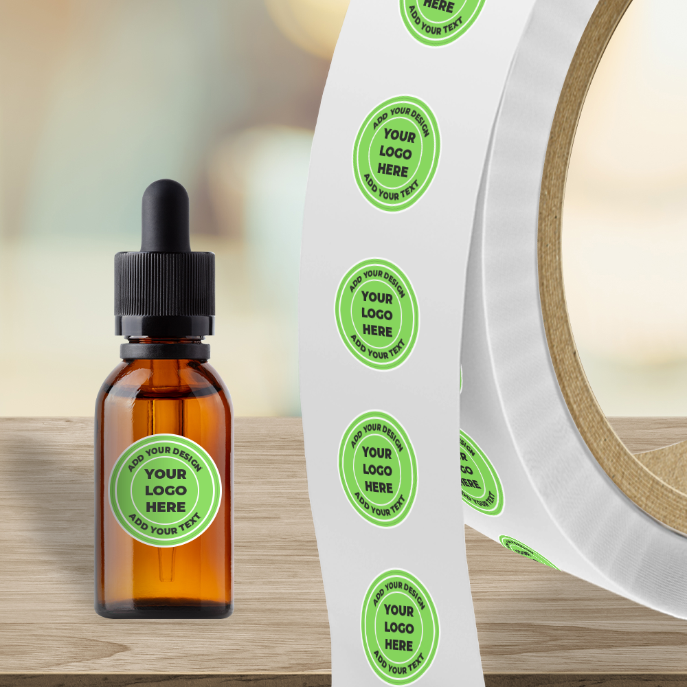 Neon Green 1 1/4 Inch Roll of Circular Round Labels - Bright Adhesive