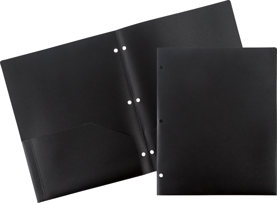 9 x 12 Plastic Pop 3 Hole Punch Folders - 6 Pack - Assorted Professional