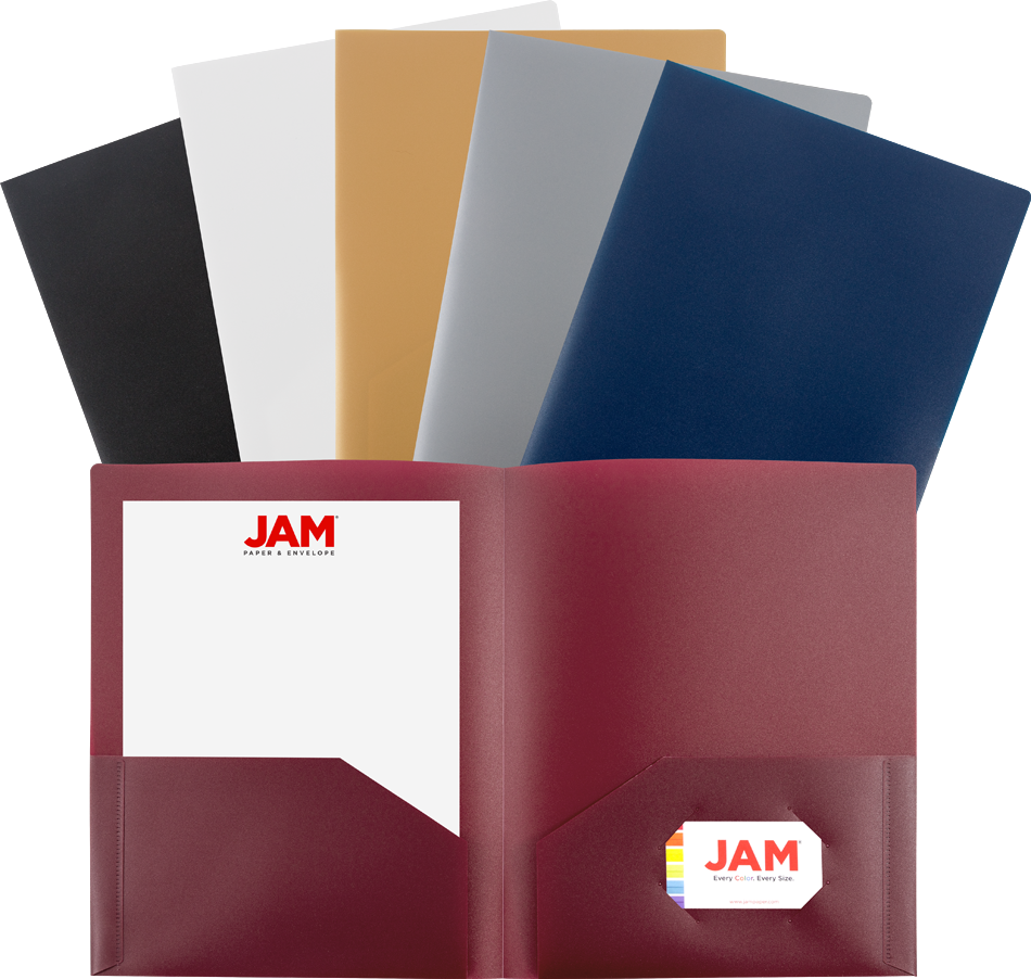9 x 12 Plastic Pop Folders - 6 Pack - Assorted Professional
