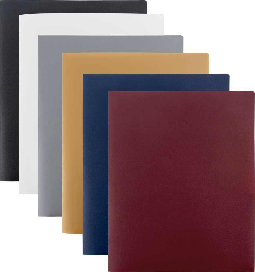 9 x 12 Plastic Heavy Duty Folders - 6 Pack - Assorted Professional