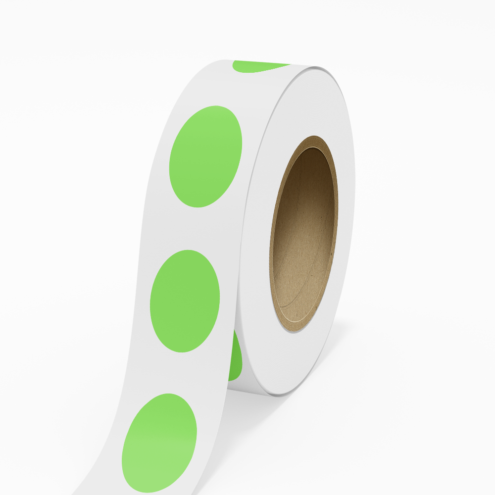 Neon Green 1 1/2 x 2 1/2 Inch Roll of Oval Labels - Bright Adhesive