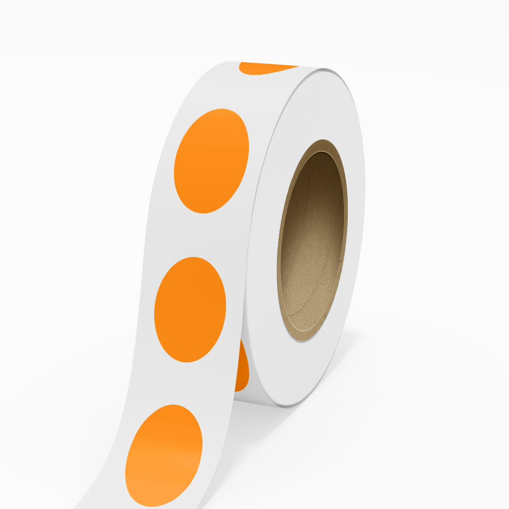 Neon Orange 1 1/2 x 2 1/2 Inch Roll of Oval Labels - Bright Adhesive