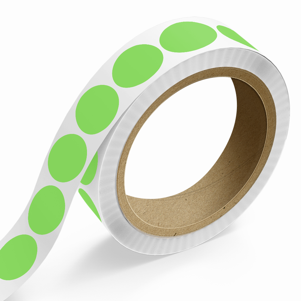 Neon Green 1 1/2 x 2 Inch Roll of Oval Labels - Bright Adhesive