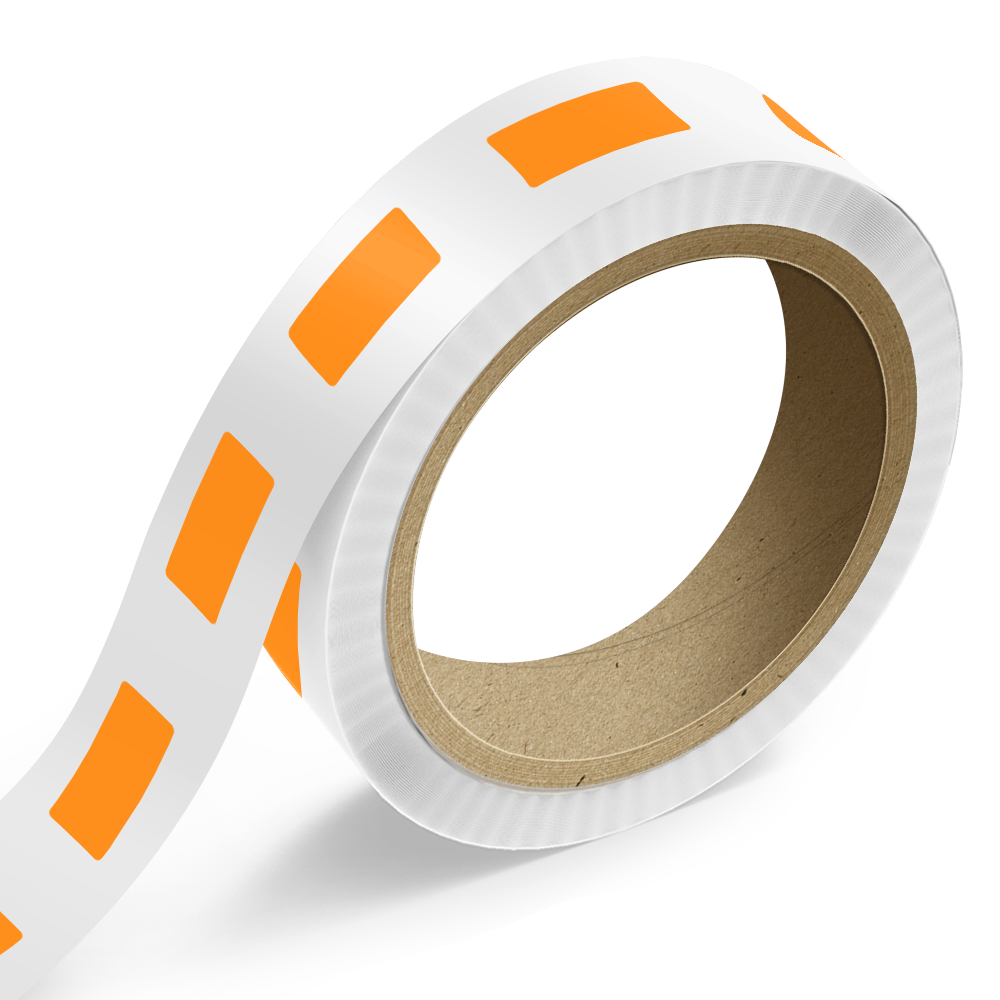 Neon Orange 1 1/2 x 3 1/2 Inch Roll of Rectangle Labels - Bright Adhesive