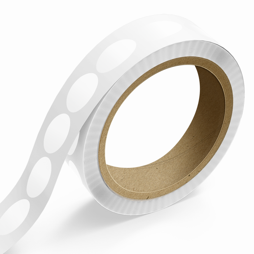 White Glossy 1 1/4 x 2 1/2 Inch Roll of Oval Labels