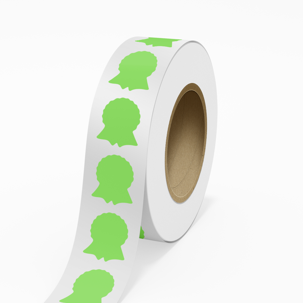 Neon Green 1 5/8 x 2 Inch Roll of Ribbon Shaped Labels - Prize Support Awareness Bright Adhesive