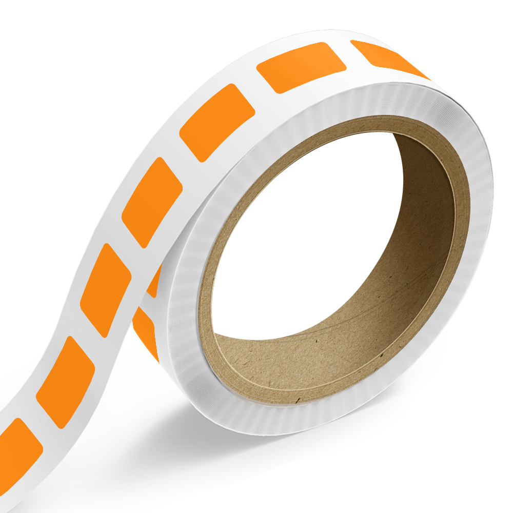 Neon Orange 1 x 1 3/4 Inch Roll of Rectangle Labels - Bright Adhesive