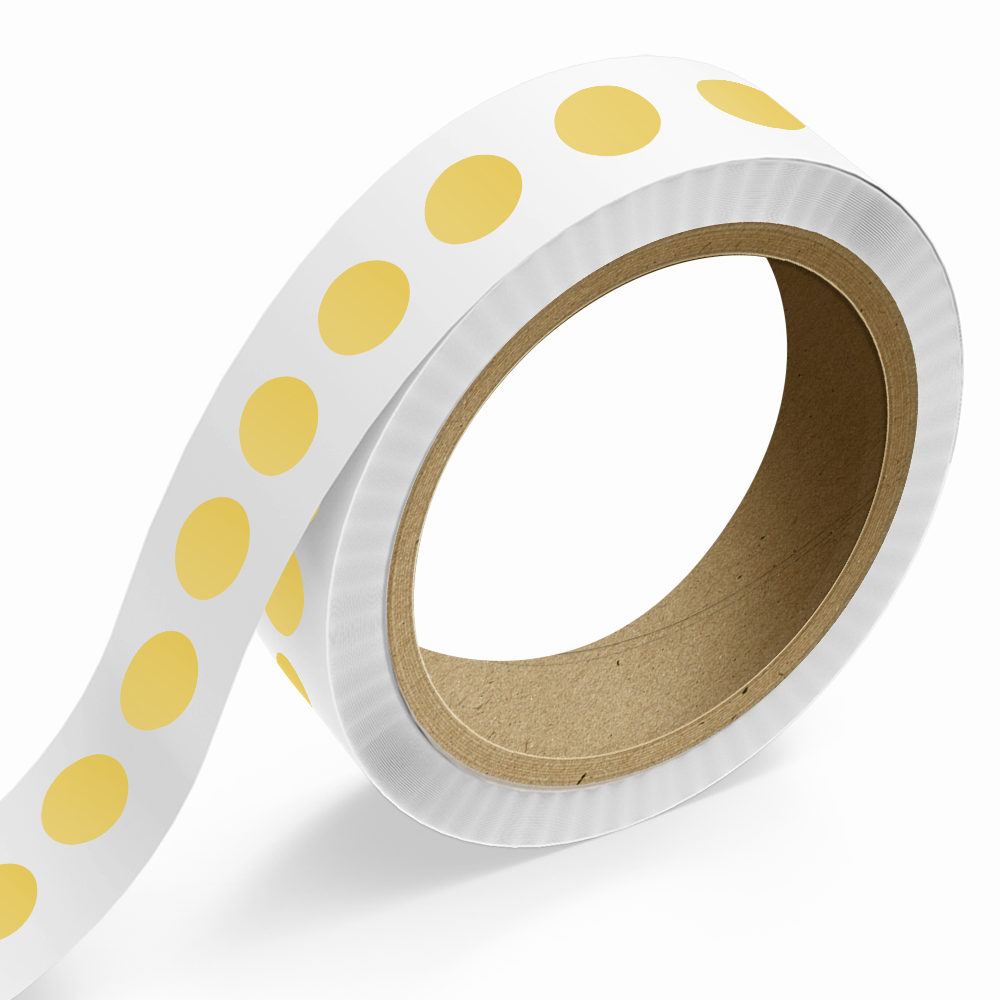 Light Gold 1 Inch Roll of Circular Round Outdoor Labels - Weather Resistant