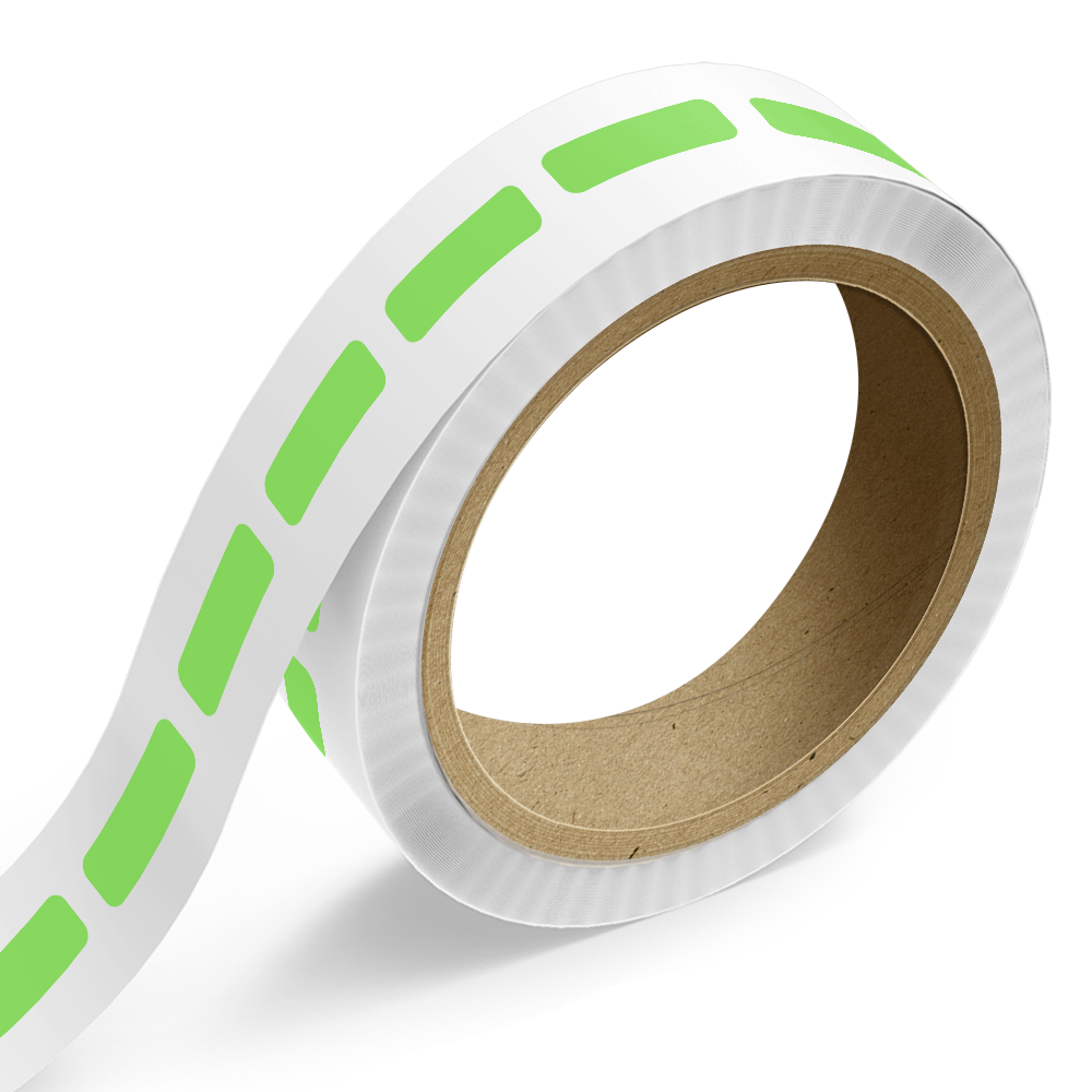 Neon Green 1/2 x 1 1/2 Inch Roll of Rectangle Labels - Bright Adhesive