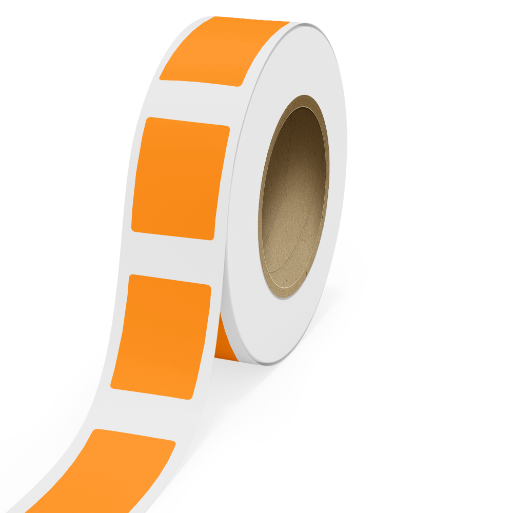 Neon Orange 2 1/2 x 3 1/2 Inch Roll of Rectangle Labels - Bright Adhesive