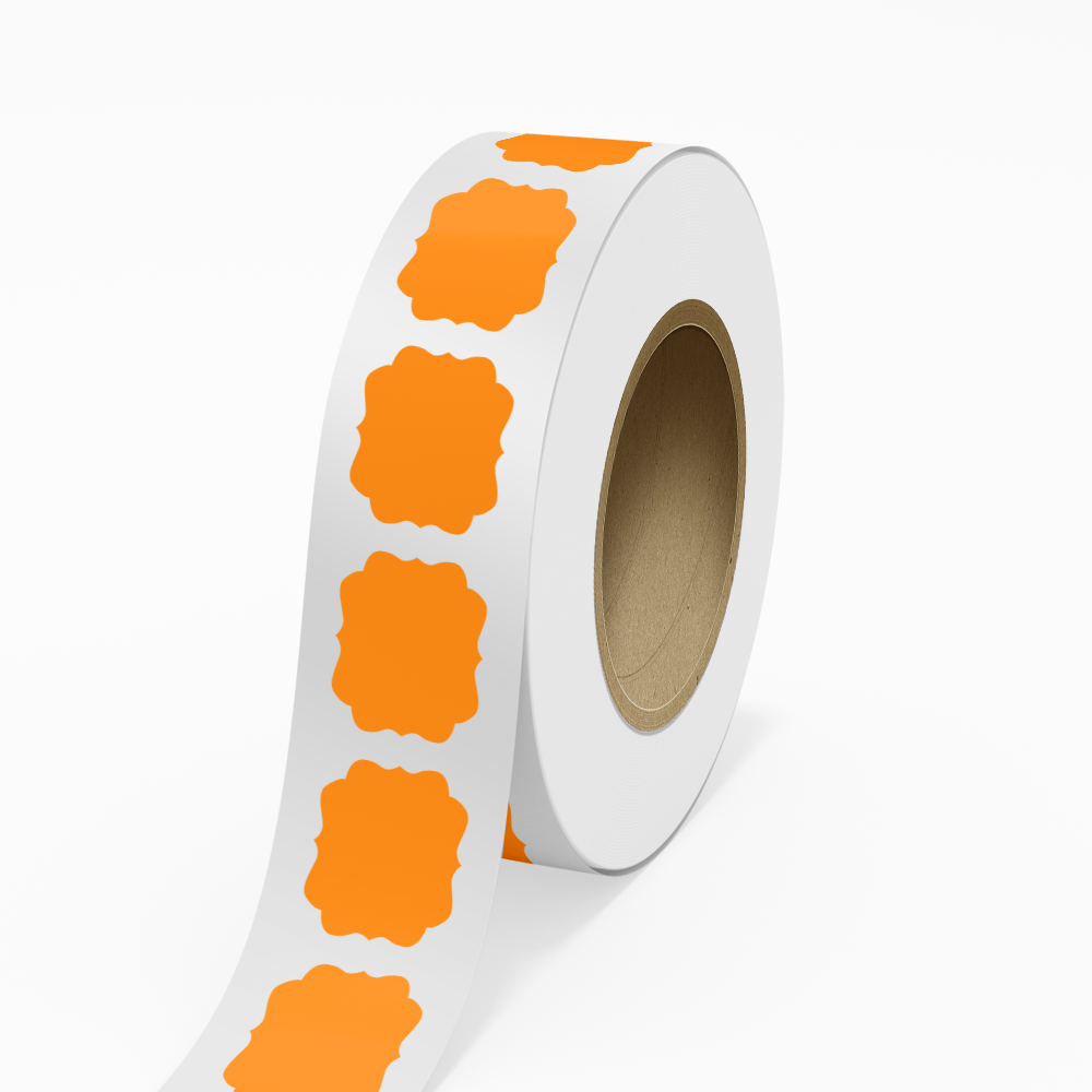 Neon Orange 2 1/2 x 3 Inch Roll of Vintage Frame Shaped Labels - Crafting Wedding Shower Even Frame Bright Adhesive