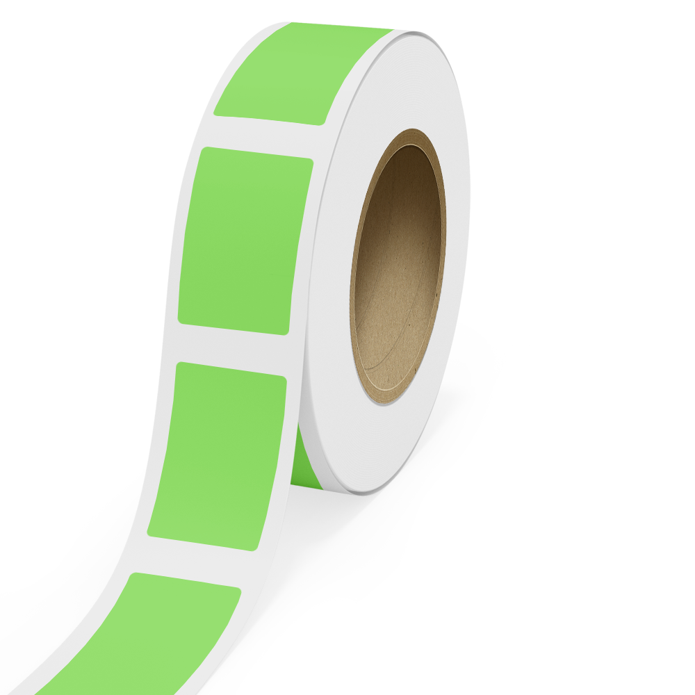 Neon Green 2 1/2 x 4 Inch Roll of Rectangle Labels - Bright Adhesive