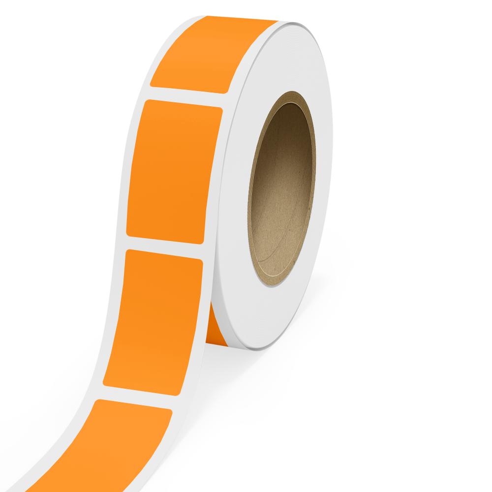 Neon Orange 2 1/4 x 4 Inch Roll of Rectangle Labels - Bright Adhesive