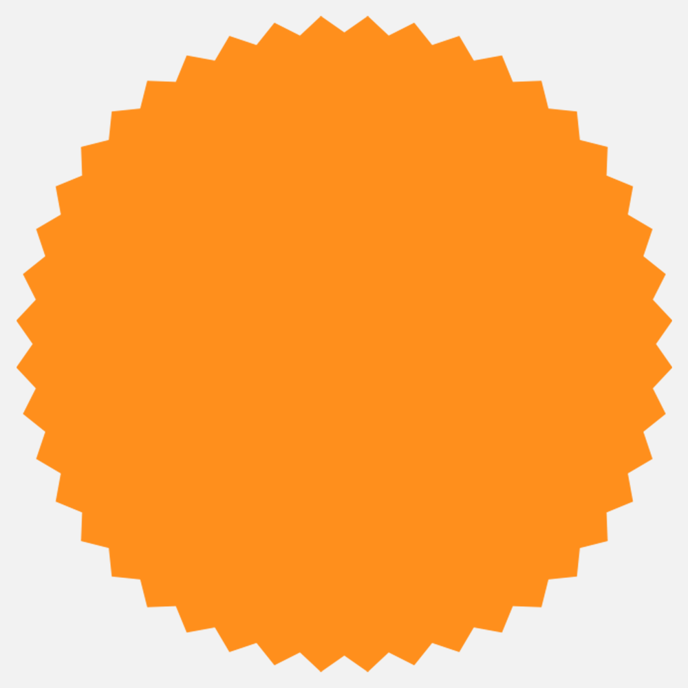 Neon Orange 2 1/4 Inch Roll of Burst Shaped Labels - Sales Certificate Bright Adhesive