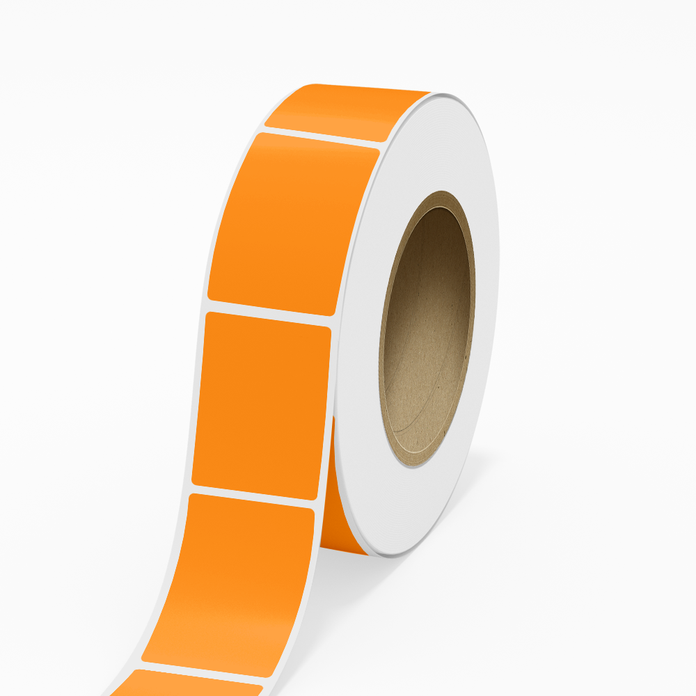 Neon Orange 2 15/16 x 4 Inch Roll of Rectangle Labels - Bright Adhesive