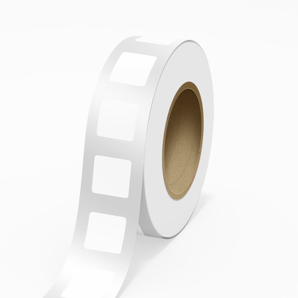 White 2 x 2 Inch Roll of Square Outdoor Labels - Weather Resistant with Easy Peel