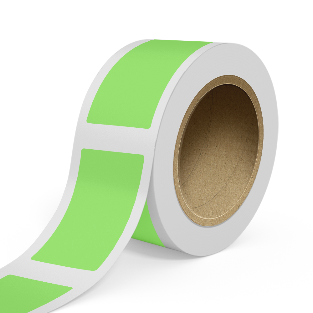 Neon Green 3 x 5 1/2 Inch Roll of Rectangle Labels - Bright Adhesive