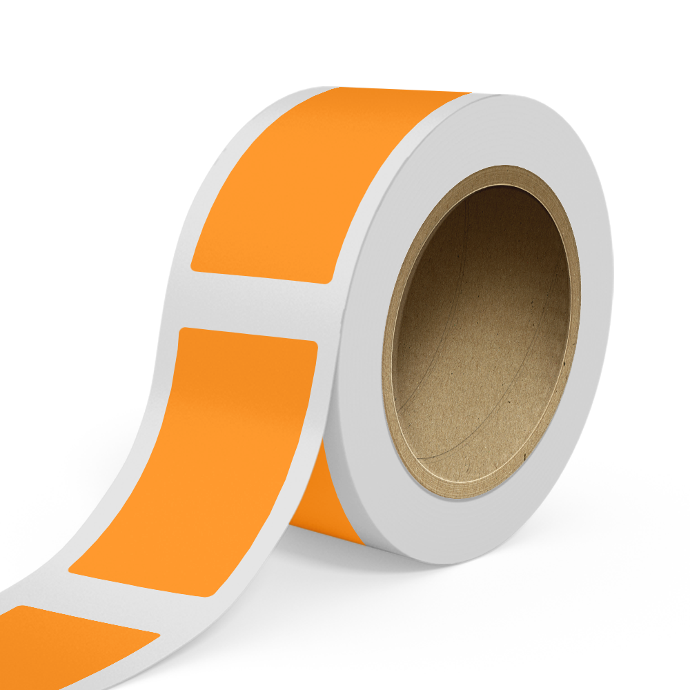 Neon Orange 3 x 5 1/2 Inch Roll of Rectangle Labels - Bright Adhesive