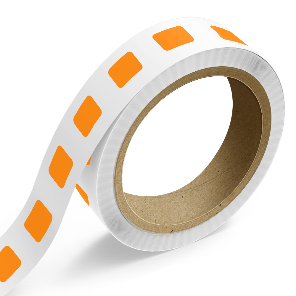 Neon Orange 3/4 x 1 Inch Roll of Rectangle Labels - Bright Adhesive
