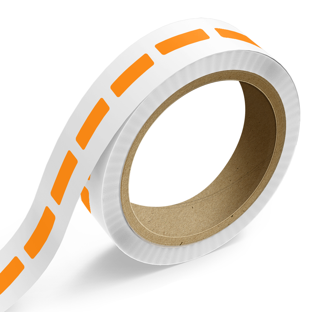 Neon Orange 3/4 x 2 1/2 Inch Roll of Rectangle Labels - Bright Adhesive