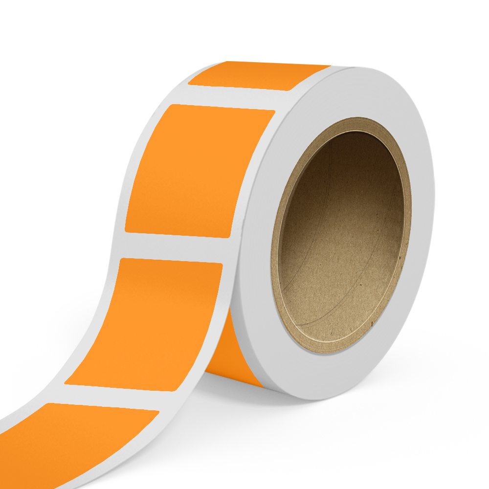 Neon Orange 4 x 5 Inch Roll of Rectangle Labels - Bright Adhesive