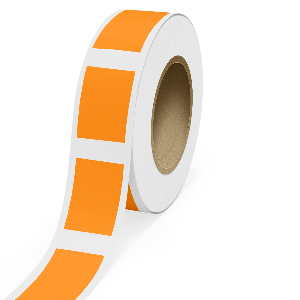 Neon Orange 4 x 6 Inch Roll of Rectangle Labels - Bright Adhesive