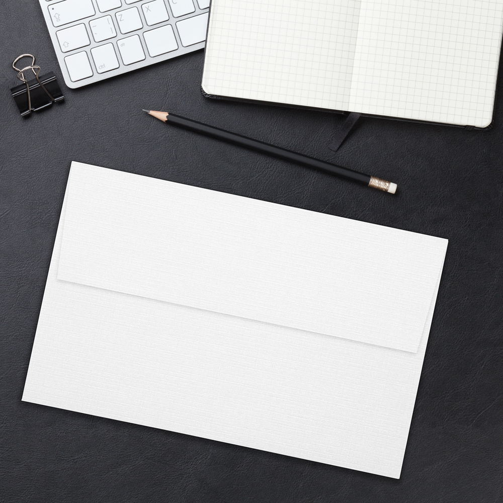 White Linen 32lb A10 Invitation Envelopes (6 x 9 1/2) with Peel & Seal Linen