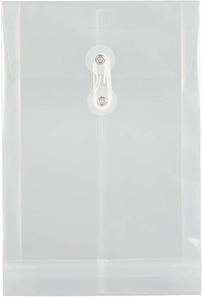 Clear 6 1/4 x 9 1/4 Open End Plastic Envelopes with Button & String