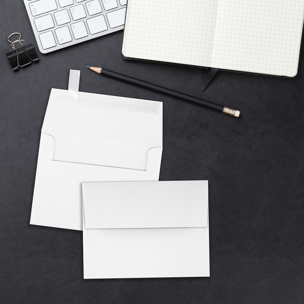 White 24lb A6 Invitation Envelopes (4 3/4 x 6 1/2) with Peel & Seal