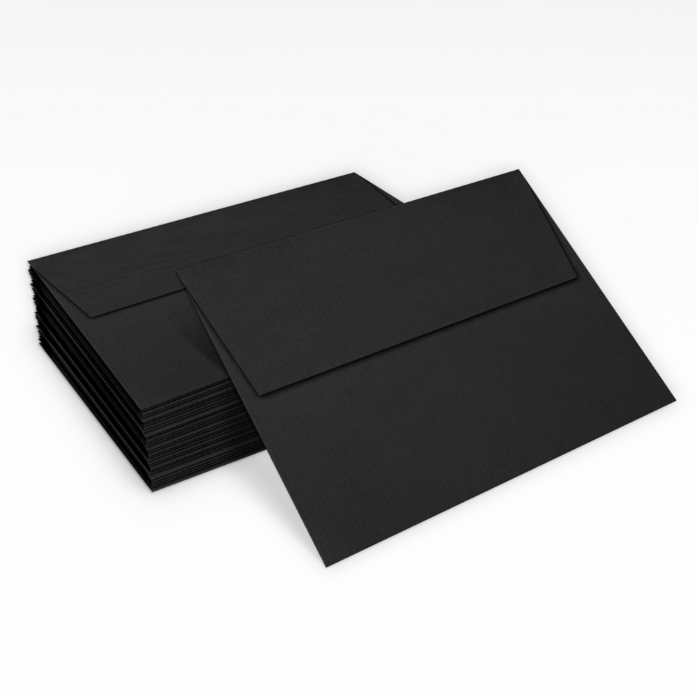 Black Linen 32lb A7 Invitation Envelopes (5 1/4 x 7 1/4) with Peel & Seal