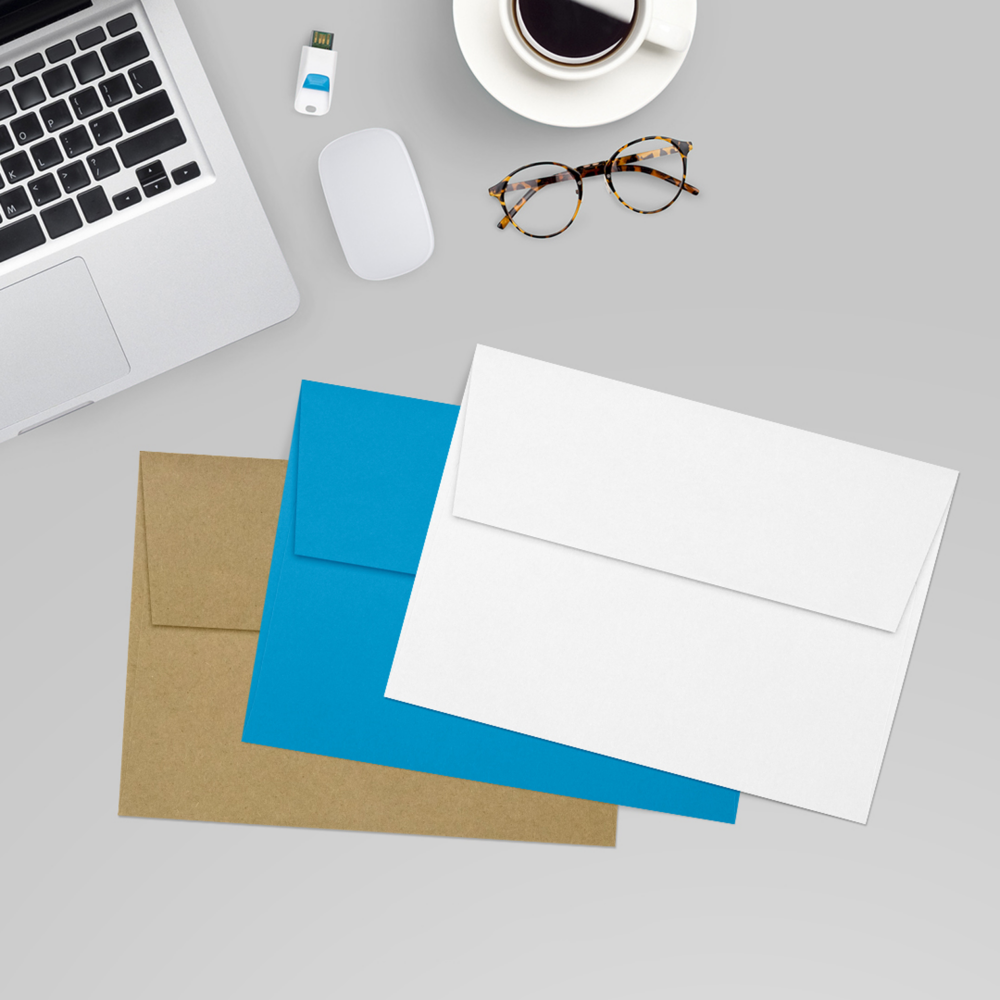White Recycled 32lb A7 Invitation Envelopes (5 1/4 x 7 1/4) with Peel & Seal