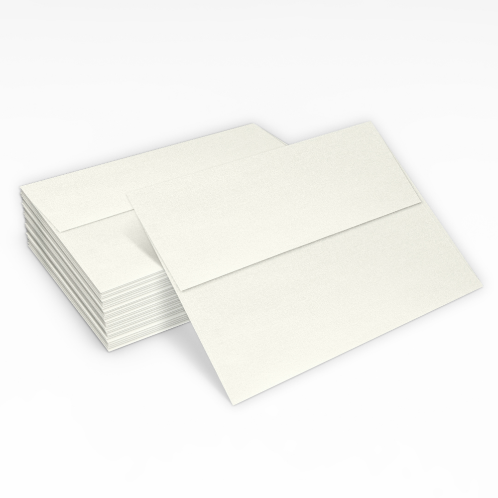 White Quartz Metallic 32lb A7 Invitation Envelopes (5 1/4 x 7 1/4) with Peel & Seal