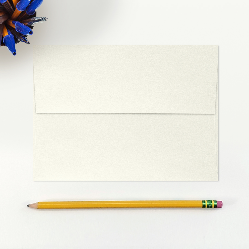 White Quartz Metallic 32lb A7 Invitation Envelopes (5 1/4 x 7 1/4) with Peel & Seal
