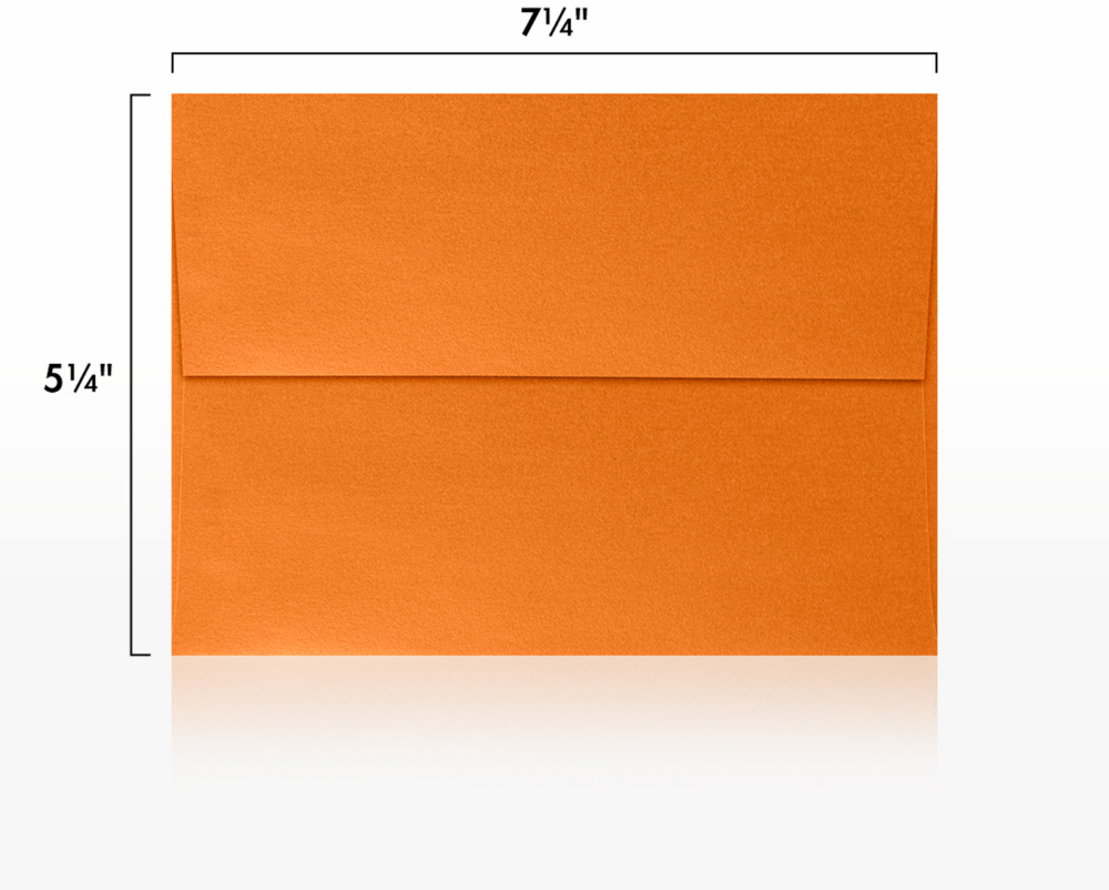Orange Flame Metallic 32lb A7 Invitation Envelopes (5 1/4 x 7 1/4) with Peel & Seal